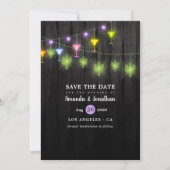 Festive String Lights Cinco de Mayo Fiesta Wedding Save The Date (Voorkant)
