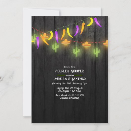 Festive String Lights Fiesta Couples Shower Kaart (Voorkant)