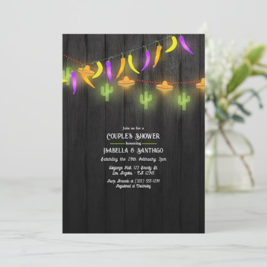 Festive String Lights Fiesta Couples Shower Kaart (Staand voorkant)