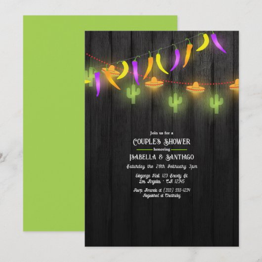 Festive String Lights Fiesta Couples Shower Kaart (Voorkant / Achterkant)