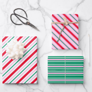 Festive Stripe-kerstinpakpapier Inpakpapier Vel