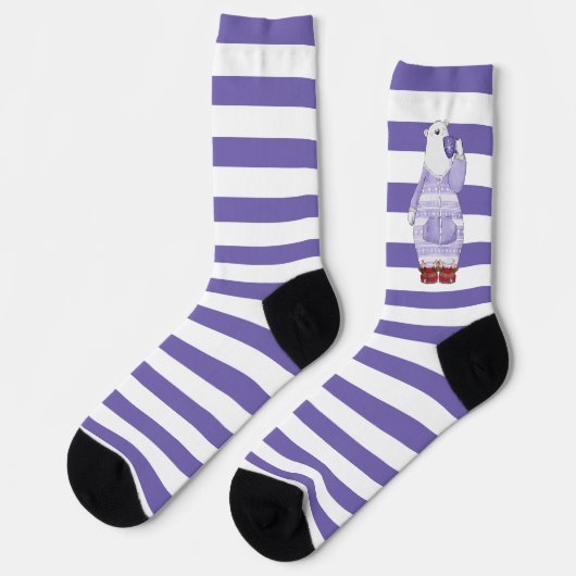 Festive Striped Holiday Polar Beer Socks Sokken (Links)