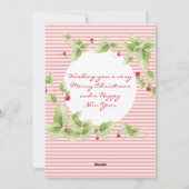 Festive Stripes and Berries Photo Holiday Kaart (Achterkant)