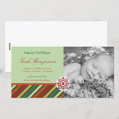 Festive Stripes Holiday Foto geboorteaankondiging Feestdagenkaart (Voorkant / Achterkant)