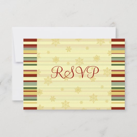 Festive Stripes Kerstbruiloft RSVP-kaarten RSVP Kaartje (Voorkant)