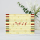 Festive Stripes Kerstbruiloft RSVP-kaarten RSVP Kaartje (Staand voorkant)