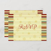 Festive Stripes Kerstbruiloft RSVP-kaarten RSVP Kaartje (Voorkant / Achterkant)
