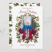 Festive Style Holly Foto Feestdagenkaart (Voorkant / Achterkant)
