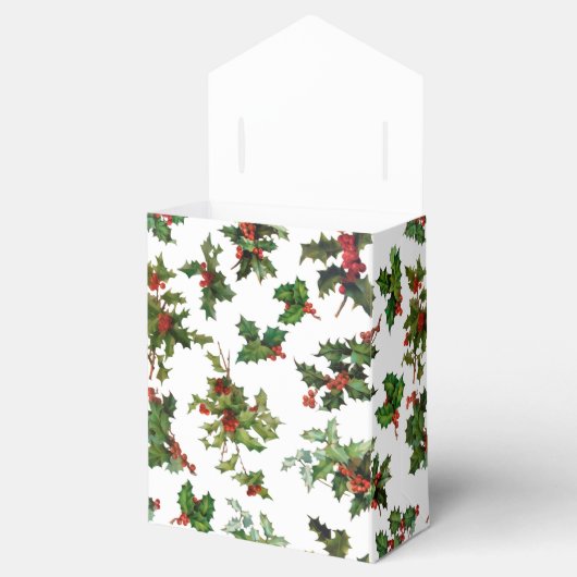 Festive  Style Holly-White Background Bedankdoosjes (Geopend)
