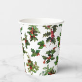 Festive  Style Holly-White Background Papieren Bekers (Achterkant)
