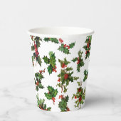 Festive  Style Holly-White Background Papieren Bekers (Rechts)