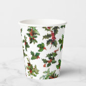 Festive Style Holly-White Background Papieren Bekers (Voorkant)