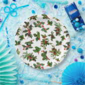 Festive Style Holly-White Background Papieren Bordje (Feest)