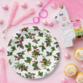 Festive Style Holly-White Background Papieren Bordje (Feest)
