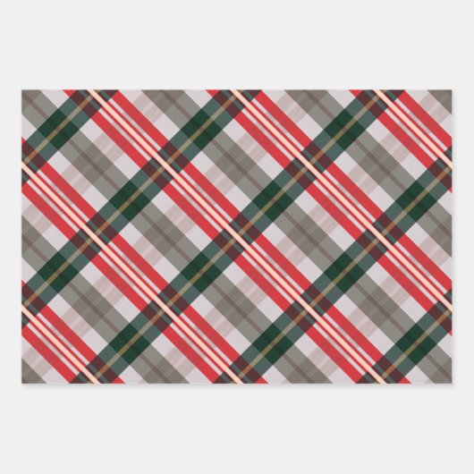 Festive Stylish Candy Cane Red Green Pset Pattern Inpakpapier Vel (Voorkant 3)