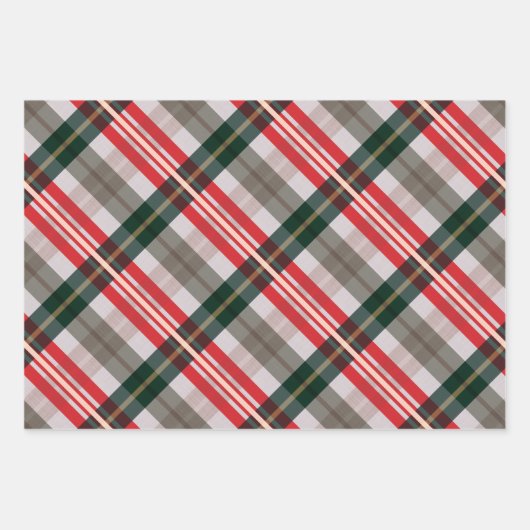 Festive Stylish Candy Cane Red Green Pset Pattern Inpakpapier Vel (Voorkant)