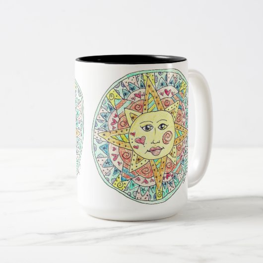 Festive Summer sun Tweekleurige Koffiemok (Voorkant rechts)