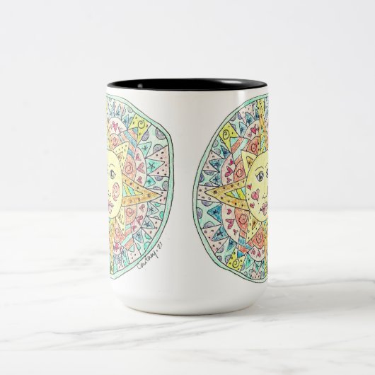 Festive Summer sun Tweekleurige Koffiemok (Center)