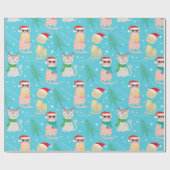 Festive Sunbril Cat Kerstmis | Kerstboom Cadeaupapier (Vlak)
