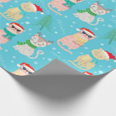 Festive Sunbril Cat Kerstmis | Kerstboom Cadeaupapier (Hoek)