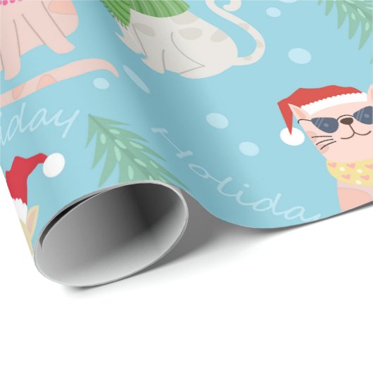Festive Sunbril Cat Kerstmis | Kerstboom Cadeaupapier (Rol Hoek)