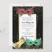 Festive Sweet 16 Masquerade Ball Kaart (Voorkant)