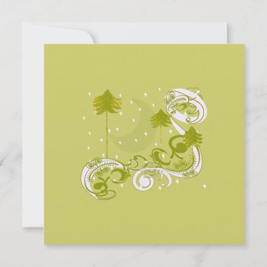 Festive Swirl Moon Tree Square Weddenschap Kaart (Achterkant)