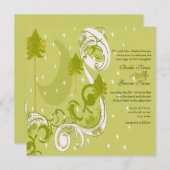 Festive Swirl Moon Tree Square Wedding Invitation Kaart (Voorkant / Achterkant)