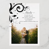 Festive Swirls and Leaves Photo on Back Wedding Folie Uitnodiging (Achterkant)