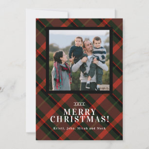 Festive Tartan Christmas Photo Feestdagenkaart