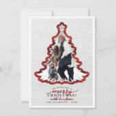 Festive Tartan Christmas Tree Frame Holiday Photo Feestdagenkaart (Voorkant)