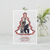 Festive Tartan Christmas Tree Frame Holiday Photo Feestdagenkaart (Staand voorkant)