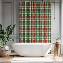 Festive Tartan Curtain Red Green Gift for Décor Douchegordijn