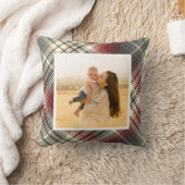 Festive Tartan Gray Red Foto Kussen (Deken)