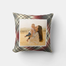 Festive Tartan Gray Red Foto Kussen