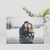 Festive Tartan Gray Red Merry-kerstfoto Feestdagenkaart (Staand voorkant)