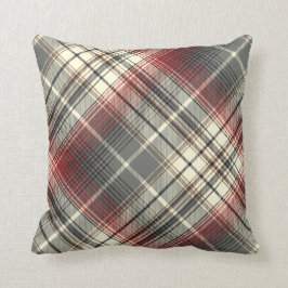 Festive Tartan Grey Red plaid patroon Kussen