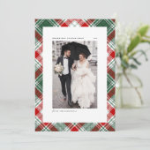 Festive Tartan Patroon met kerstfoto Feestdagenkaart (Staand voorkant)