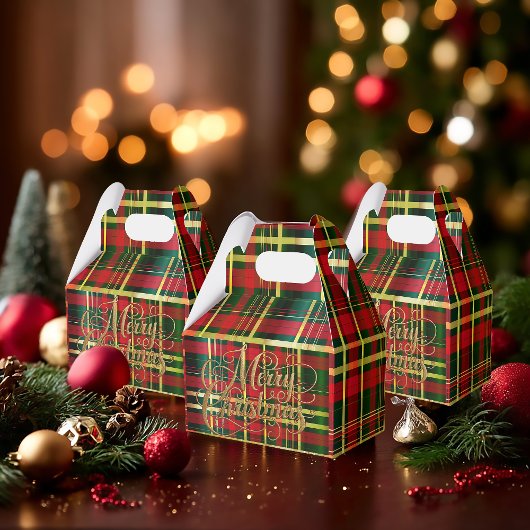 Festive Tartan Red and Green 'Merry Christmas' Bedankdoosjes