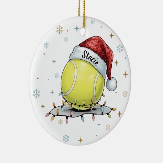 Festive Tennis Ball Holiday Design  Keramisch Ornament (Rechts)