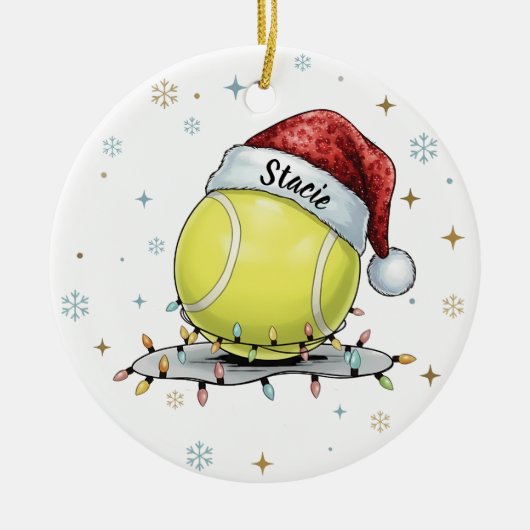 Festive Tennis Ball Holiday Design  Keramisch Ornament (Voorkant)
