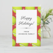 Festive Tennis Pattern Balls & Snowflakes Xmas Fun Feestdagenkaart (Staand voorkant)