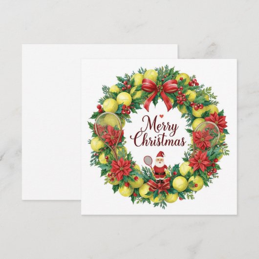 Festive Tennis Wreath for Christmas Feestdagenkaart (Voorkant / Achterkant)