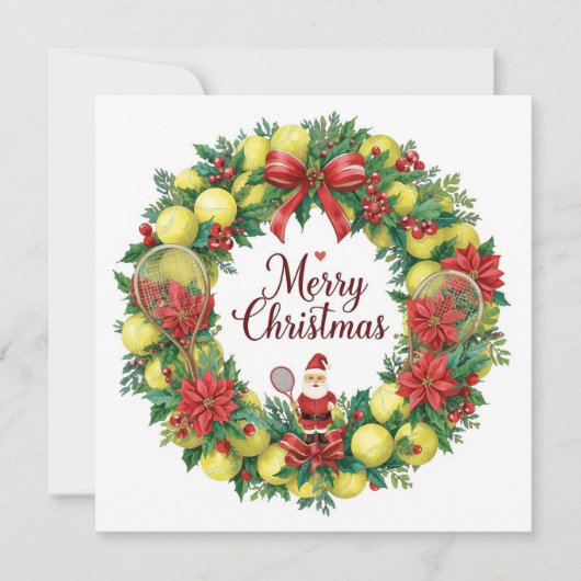 Festive Tennis Wreath for Christmas Feestdagenkaart (Voorkant)