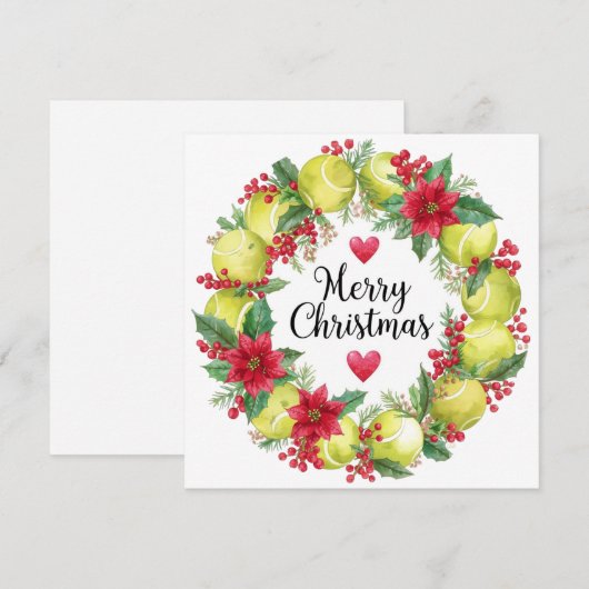 Festive Tennis Wreath for Christmas Feestdagenkaart (Voorkant / Achterkant)