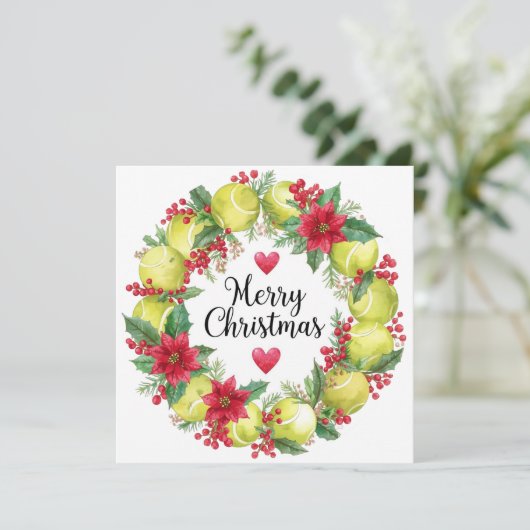 Festive Tennis Wreath for Christmas Feestdagenkaart (Staand voorkant)