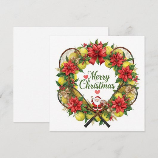 Festive Tennis Wreath for Christmas Feestdagenkaart (Voorkant / Achterkant)