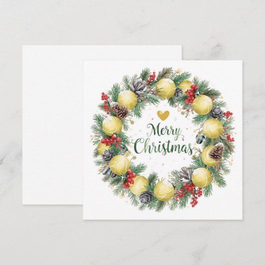 Festive Tennis Wreath for Christmas Feestdagenkaart (Voorkant / Achterkant)