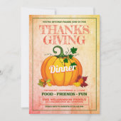 Festive Thanksgiving Dinner Party-uitnodigingen Kaart (Voorkant)