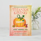 Festive Thanksgiving Dinner Party-uitnodigingen Kaart (Staand voorkant)